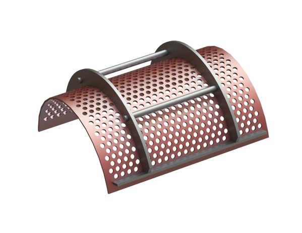 Cesto vagliante, larghezza 572, spessore lamiera t=6, perforazione Ø15, ligamento 8, Hardox per Herbold Meckesheim GmbH 