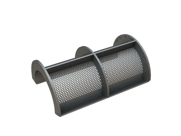 Cesto vagliante, larghezza 796 mm, spessore lamiera forata t=6, foratura Ø10 legamento 4.2 per Weima Maschinenbau GmbH 