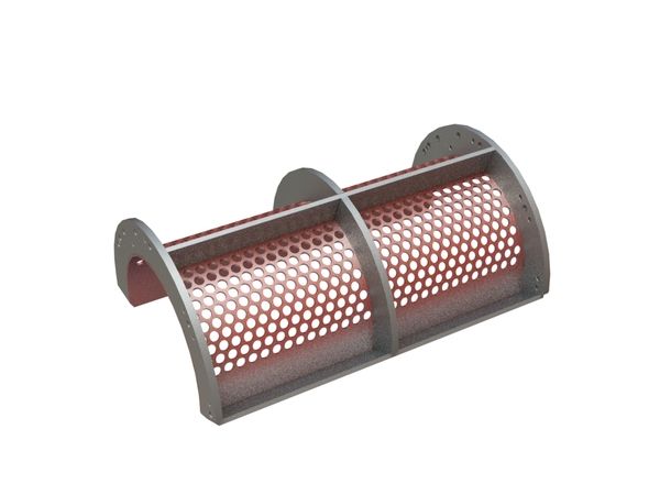Cesto vagliante, larghezza 796 mm, spessore lamiera forata t=6, foratura Ø20 legamento 6, Hardox per Weima Maschinenbau GmbH Weima WL