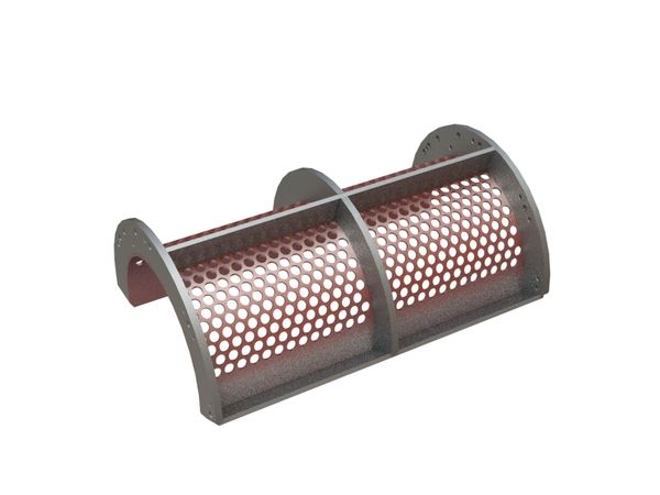 Cesto vagliante, larghezza 796 mm, spessore lamiera forata t=6, foratura Ø21 legamento 6, Hardox 450 per Weima Maschinenbau GmbH Weima WL