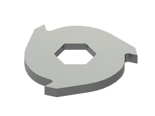 Cizalla de rotor Ø690x43, 3 dientes, hexágono interior ancho entre caras 204, filo 15° 