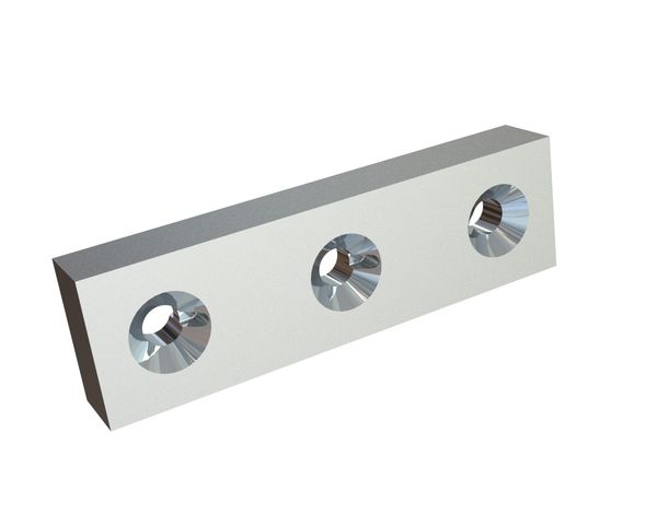 Coltello 195x56x28 Premium Line, 3 fori svasati su entrambi i lati, versione X per MeWa | Ehehalt | Andritz MeWa | THM Recycling 