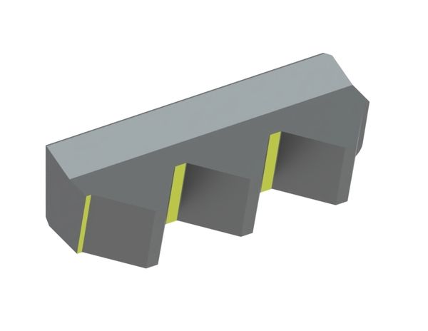 Coltello sinistro 3 denti 240x101x69, StandardCut, passo denti 80, versione W9 per Eldan Recycling 
