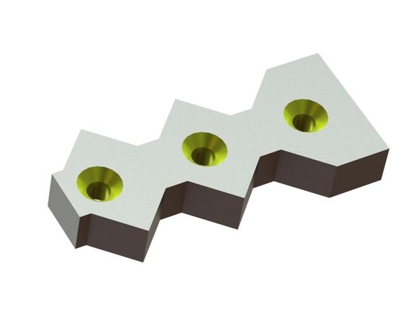 Contracuchilla 308x133x45 Eco Line, 3 taladros cónicos por ambos lados para Weima Maschinenbau GmbH 