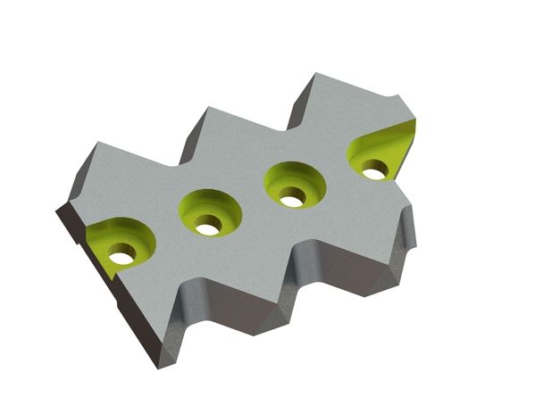 Contracuchilla 358x240x43, Eco Line, 2 ranuras, rosca M30x2 para Vecoplan 