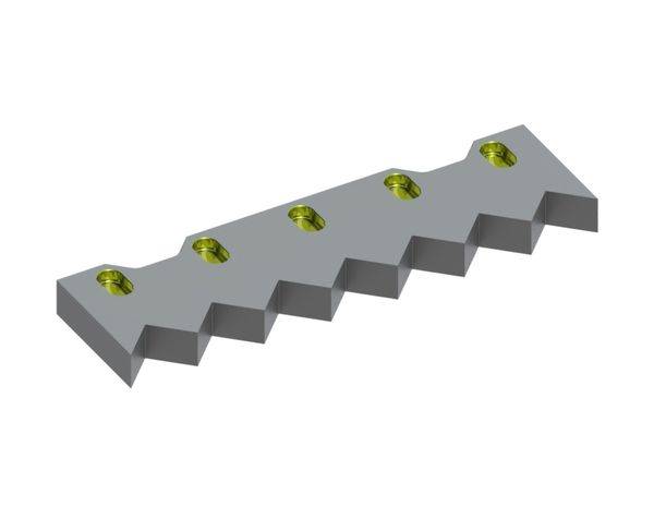Contracuchilla 390x109x30, StandardCut, 5 ranuras en ambos lados, 2xM10, versión X para Bano Recycling s.r.l. 