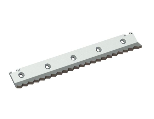 Contracuchilla 775x114x35, acodada, 5 taladros avellanados, versión B2 para Weima Maschinenbau GmbH 