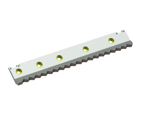 Contracuchilla acodada 705x114x35 Eco Line, 5 taladros avellanados, versión B2 para Weima Maschinenbau GmbH 