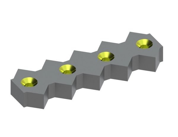 Contracuchilla central 399x128x45 StandardCut, 4 taladros avellanados, 5 dientes, versión X para Weima Maschinenbau GmbH 