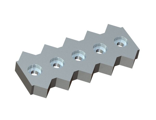 Contracuchilla central 399x172x45 Premium Line, 5 taladros avellanados, paso de diente 80 para Weima Maschinenbau GmbH 