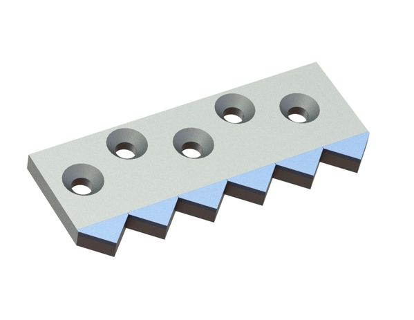 Contracuchilla central derecha 335x135x21 Hybrid Line, 5 taladros avellanados, calidad HM H4 para Weima Maschinenbau GmbH 