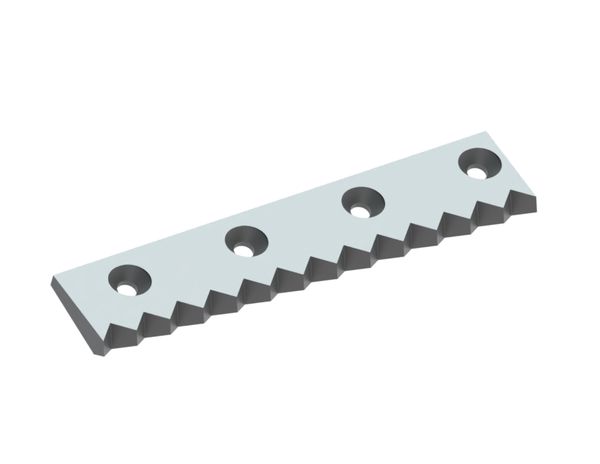 Contracuchilla izquierda 455x99x30 PremiumCut, 4 taladros avellanados, 13 muescas dentadas para Weima Maschinenbau GmbH 
