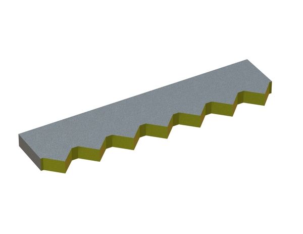 Contre-couteau centre extérieur 453x107x25, Eco Line, pas de dent 65, version X pour Vecoplan Vecoplan VAZ 2500