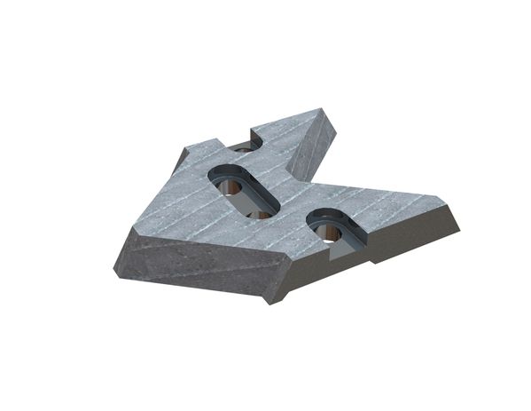 Controcoltello centrale 199x303x42 Premium Line, versione 80, corazzato per Vecoplan 