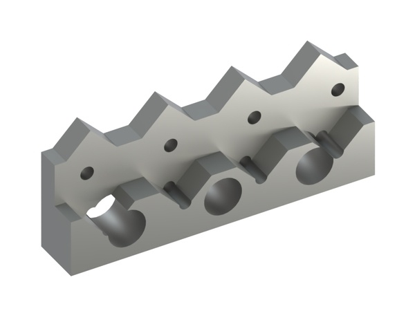 Counter-blade carriage center 400x164x68/37, Premium Line, stepped design, 4 tooth notches 