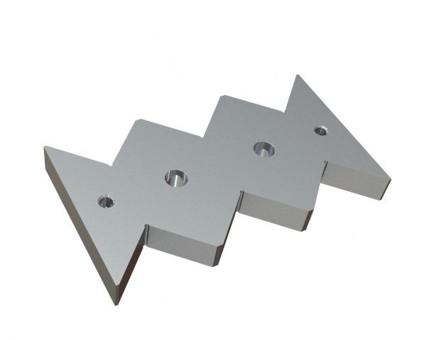 Counter knife 345x196x38, PremiumCut, version 87, with jacking thread, W8 version for Lindner Recyclingtech Lindner Jupiter