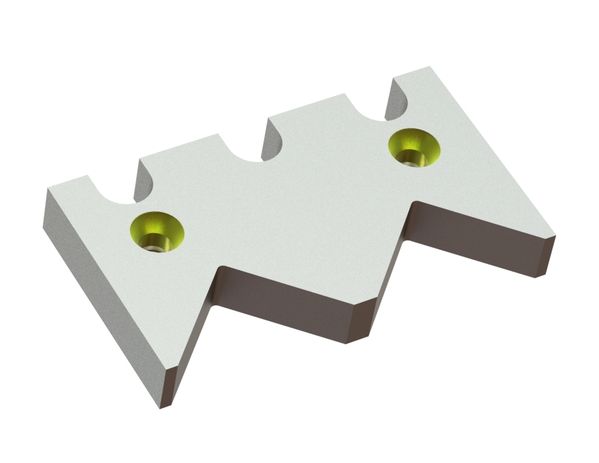 Counter knife 345x196x47, Eco Line, 2 countersunk holes Ø26/Ø42, tooth notch 90°, tooth pitch 172.5 for Lindner Recyclingtech 