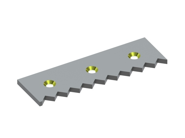 Counter knife 408x125x15, Eco Line, 10 tooth notches 90°, tooth pitch 40, X version 