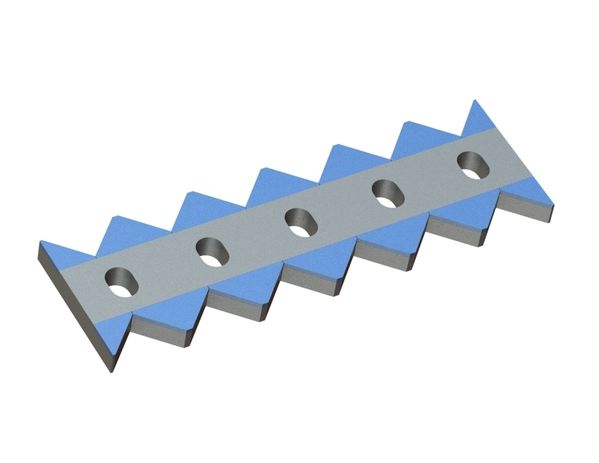 Counter knife 499x156x27, CarbideCut, tooth notches 90°, carbide grade H4 for Lindner Recyclingtech 