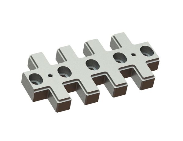 Counter knife center 598x295x69, Premium Line, 5 slotted holes, 2x M20 thread, blank for Hosokawa Alpine AG 