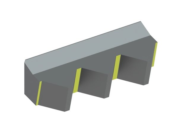 Couteau 3 dents 240x101x69, Eco Line, pas de dent 80, version W9 pour Eldan Recycling 