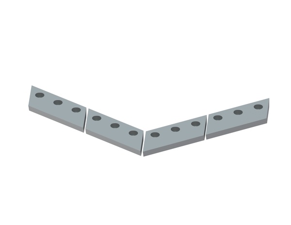 Couteau de presse en 4 parties 1487x134x50, Primus Line, tranchant 60°, 12 trous fraisés Ø22/Ø40 pour Paal 