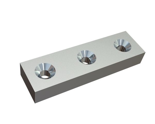 Cuchilla 195x56x28, Premium Line, 3 taladros avellanados a ambos lados, versión W para MeWa | Ehehalt | Andritz MeWa | THM Recycling Mewa UG 1000