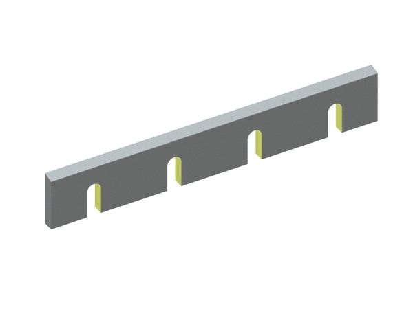 Cuchilla de estator 610x100x20, bisel de 75°, 2xM12, 4 ranuras 