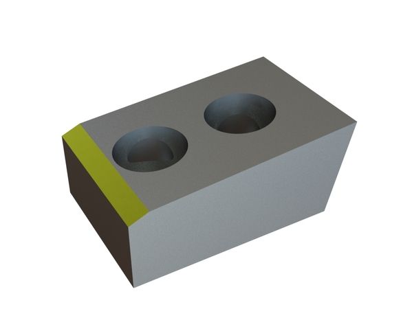 Cuchilla en forma de cuña 60x40x25 Eco Line vanguardia 75°, 2 agujeros avellanados Ø11/Ø18 para Zeno Zerkleinerungsmaschinen 