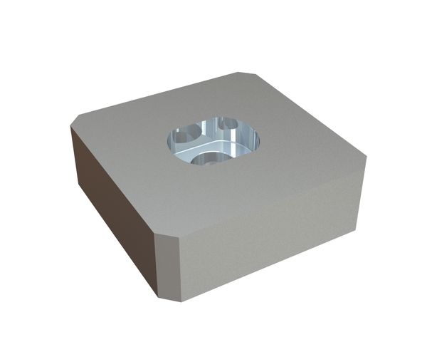 Cutting crown 148x148x49, PremiumCut, single-sided hole with slotted counterbore, X version for Bano Recycling s.r.l. 