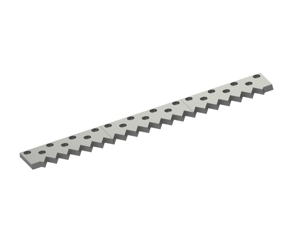 Gegenmesser 3-tlg. 1386x145x25, Premium Line, 21 langlochförmige Senkungen, X-Variante, bruchsicher für Zeno Zerkleinerungsmaschinen 