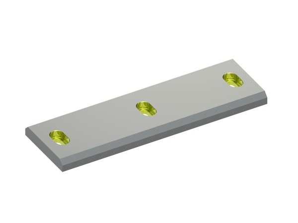 Gegenmesser 455x143x25, Eco Line, beidseitige Schneide 45°/90°, 3 Langlochsenkungen, X-Version für Zeno Zerkleinerungsmaschinen 