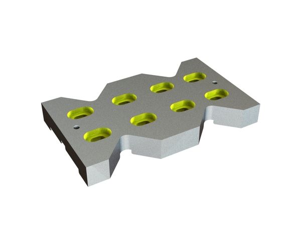 Gegenmesser mitte 380x225x45 Eco Line 8 LL-Senkung 22x32, B1-Variante für Zeno Zerkleinerungsmaschinen 