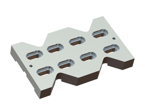 Gegenmesser Mitte 380x225x45, Premium Line, 8 Langlöcher, B1-Variante für Zeno Zerkleinerungsmaschinen 