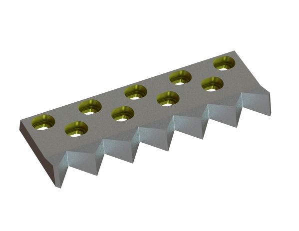 Gegenmesser Mitte 498x166x43/30, Eco Line, 9 Langlöcher, 6 Zahnkerben, bruchsicher für Zeno Zerkleinerungsmaschinen 