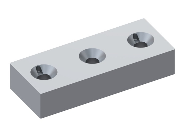Knife 195x78x38 Premium Line, 3 countersunk holes, pointed corners, Y version 