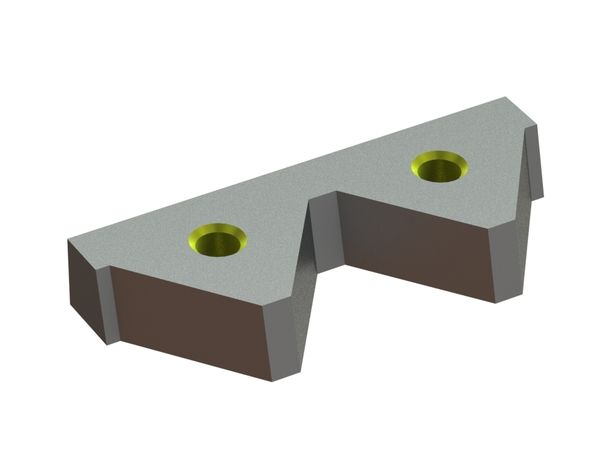 Knife 2T 160x57x25, StandardCut, 2 teeth, 2xM16 thread, X version for Eldan Recycling 