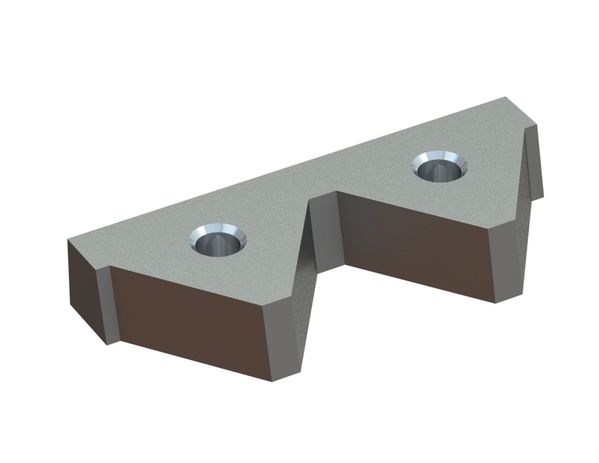 Knife 2T 160x66x25, PremiumCut, 2 teeth, 2xM16 thread, Y version for Eldan Recycling 