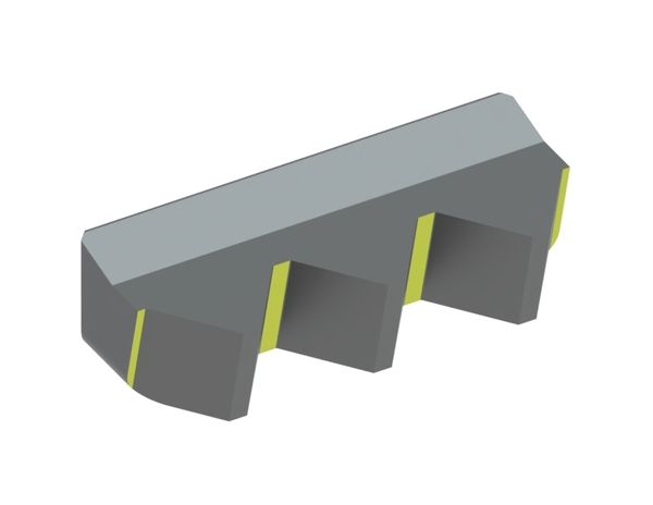 Knife center, 3 teeth 240x101x69, StandardCut, tooth pitch 80, W9 version for Eldan Recycling 