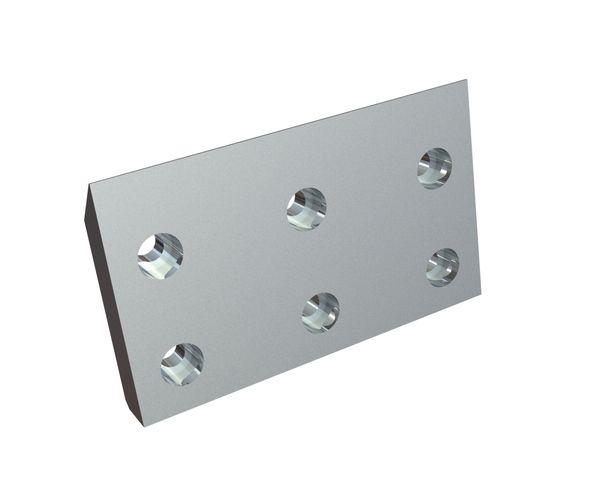 Knife outer 165x100x20 6 counter-sunk holes, edge 1x90°/45°, W-version for HSM GmbH + Co. KG 