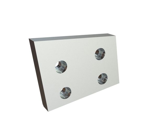 Knife outer left 123x102x20 4 counter-sunk holes, edge 90°, W-version for HSM GmbH + Co. KG 