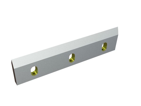 Left rotor knife 390x93x20, StandardCut, 3 slotted holes, cutting edge 9x18° (front)/30°, X version for Rapid Granulator AB 