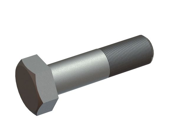 M12x45 hexagon fitted bolt with shank Ø13, width across flats 19, plain steel 
