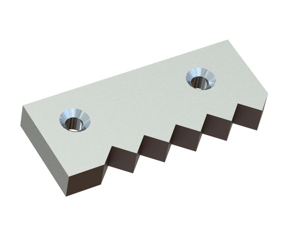 Outer counter knife Premium Line, 2 countersunk holes, 5 teeth, W version for Weima Maschinenbau GmbH 