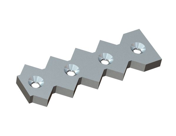 Outer scraper comb 408x125x28 Premium Line, 4 countersunk holes, tooth pitch 80 for Weima Maschinenbau GmbH 