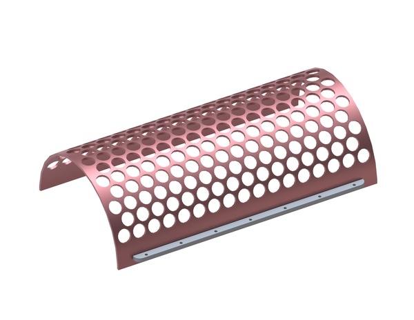 Panier de criblage 1644 de large, épaisseur t=15 perforation Ø80, ligament 15, Hardox pour Artech Recyclingtechnik GmbH 