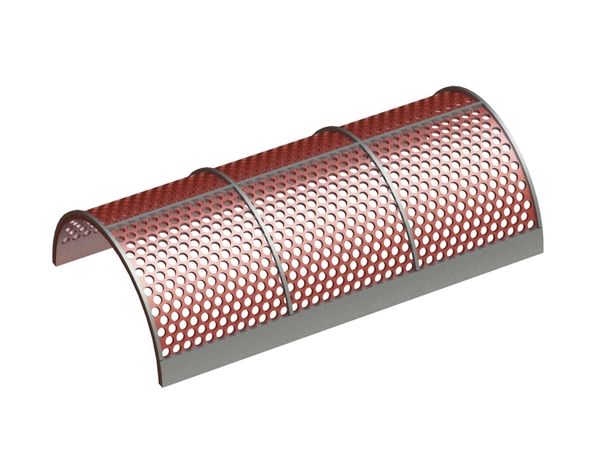 Panier de criblage 1650 de large, épaisseur t=15 perforation Ø35, ligament 10, Hardox, cales 15 mm pour Artech Recyclingtechnik GmbH 