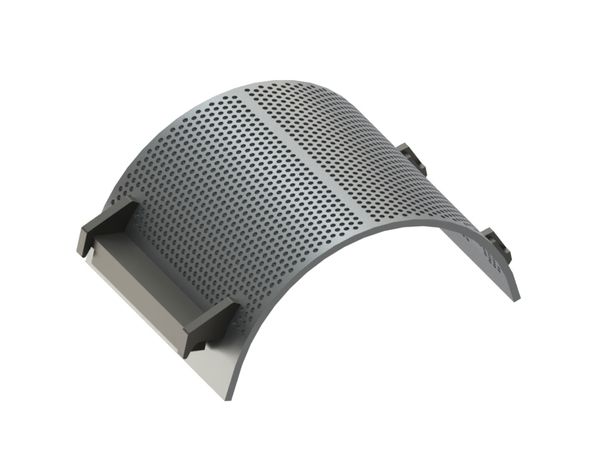 Panier de criblage 497 mm de large, épaisseur de tôle perforée t=15, perforation Ø10, ligament 6 pour Lindner Recyclingtech 