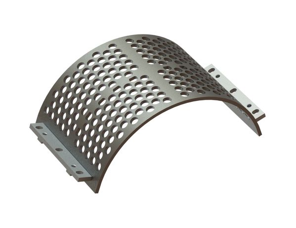 Panier de criblage 524 mm de large, épaisseur de tôle perforée t=15, perforation Ø35 ligament 12 pour Lindner Recyclingtech 