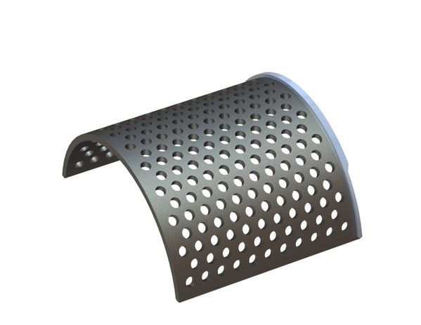 Panier de criblage 585 de large, épaisseur t=20 perforation Ø30, ligament 20 